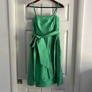 Emerald Green Ralph Lauren Pleated Silk Dress